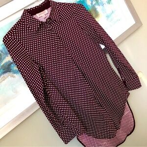 Philosophy Silky Blouse in burgundy polka dot Long Top to go over leggings xs
